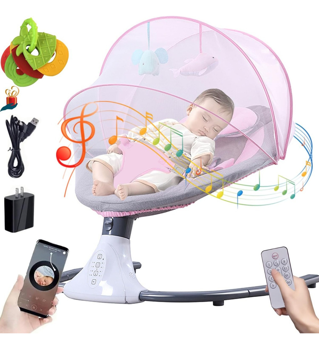 SILLA MECEDORA TIPO CUNA COLUMPIO PORTATIL BEBE LAU - 1