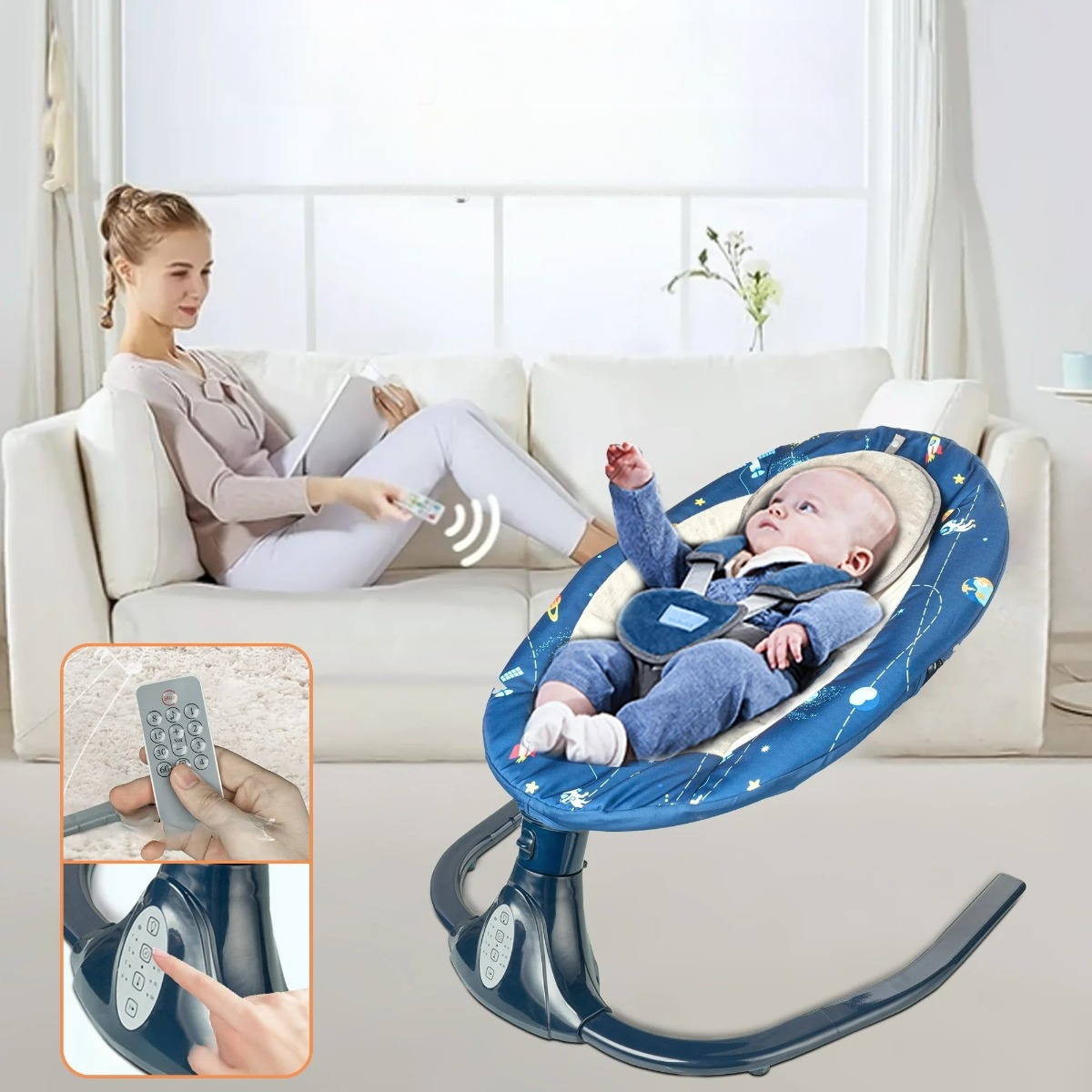 SILLA MECEDORA TIPO CUNA COLUMPIO PORTATIL BEBE LAU - 4