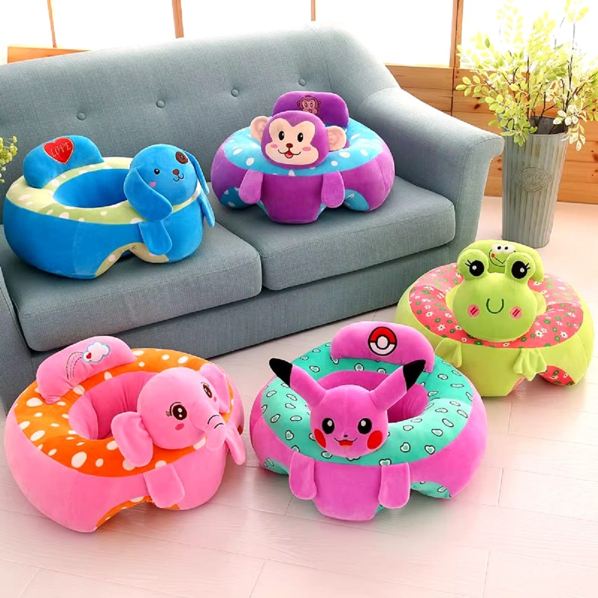 SILLA FELPA APRENDIZAJE BEBÉ DISEÑO ANIMALES DIVERTIDOS LAU - 4