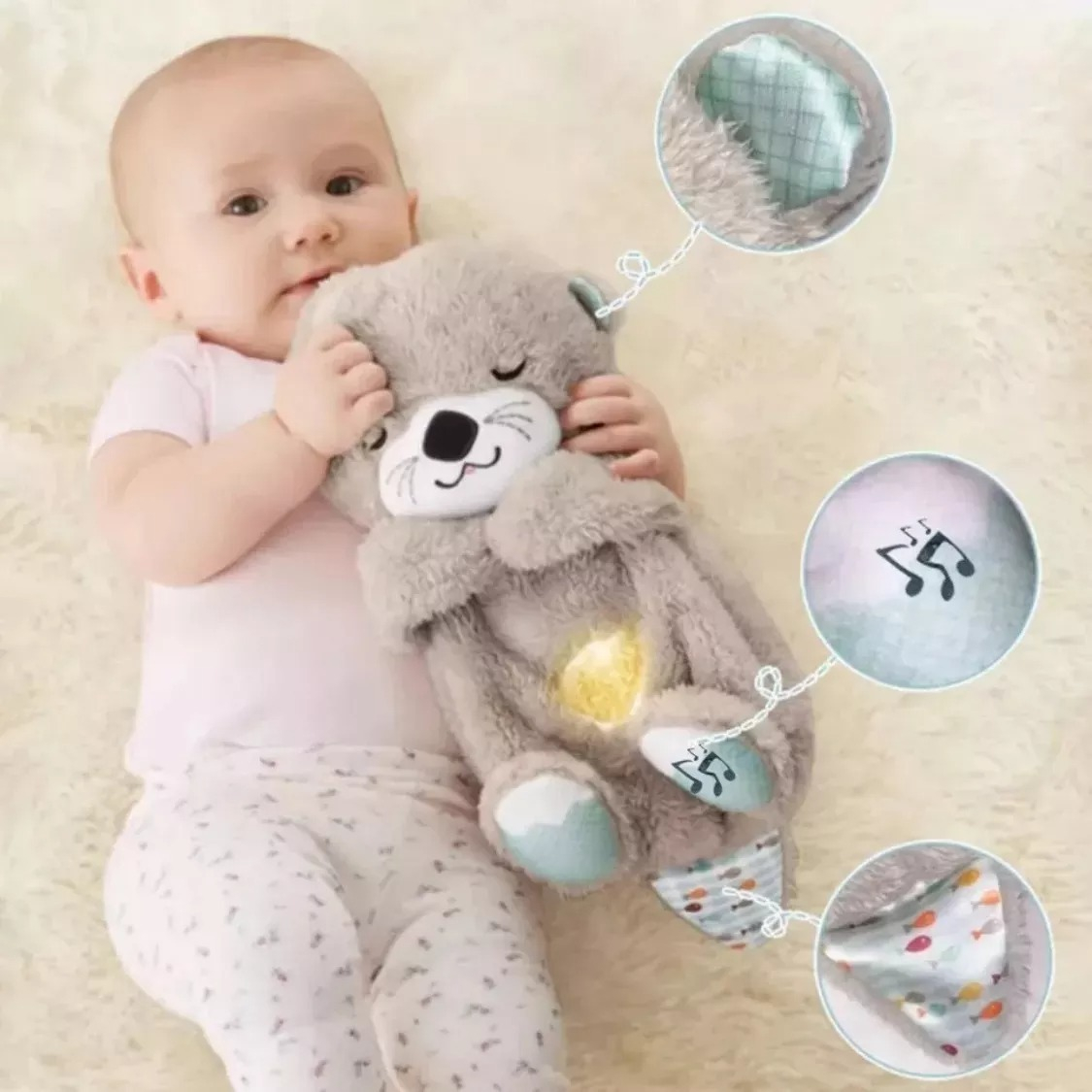 PELUCHE NUTRIA JUGUETE ANIMAL RESPIRA BEBES DORMIR LAU - 8
