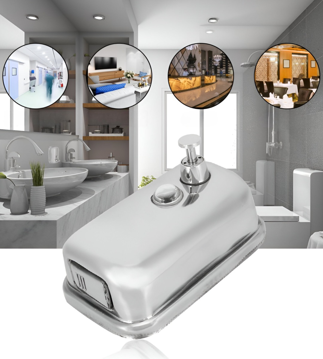 DISPENSADOR JABÓN PARED MODERNO 500ML BAÑO COCINA JHN - 10