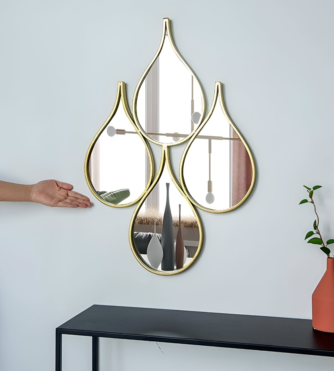 ESPEJO DECORATIVO ENMARCADO ESTILO EUROPEO FORMA GOTAS JHN - 5