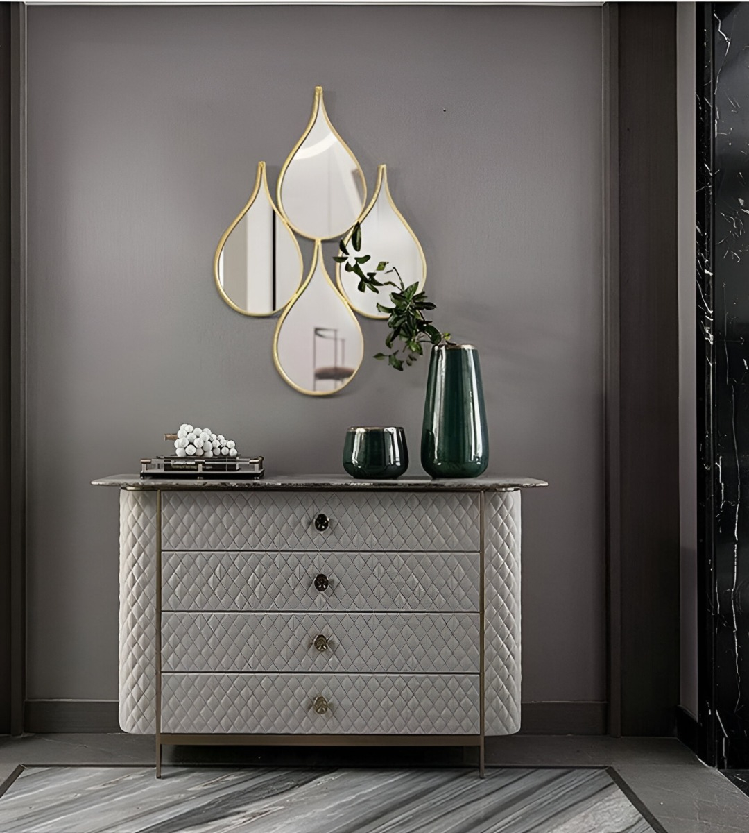 ESPEJO DECORATIVO ENMARCADO ESTILO EUROPEO FORMA GOTAS JHN - 6