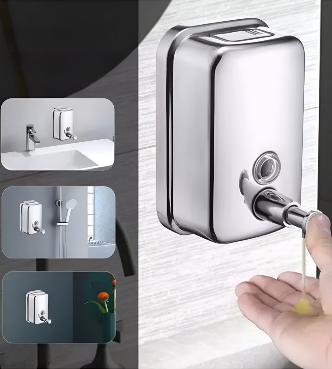 DISPENSADOR JABÓN PARED 1000ML MODERNO BAÑO COCINA JHN - 8