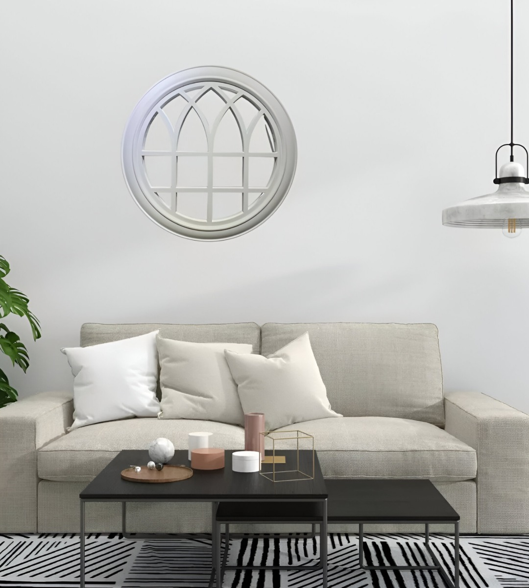 ESPEJO DECORATIVO CIRCULAR VENTANA ELEGANTE BLANCO JHN - 6