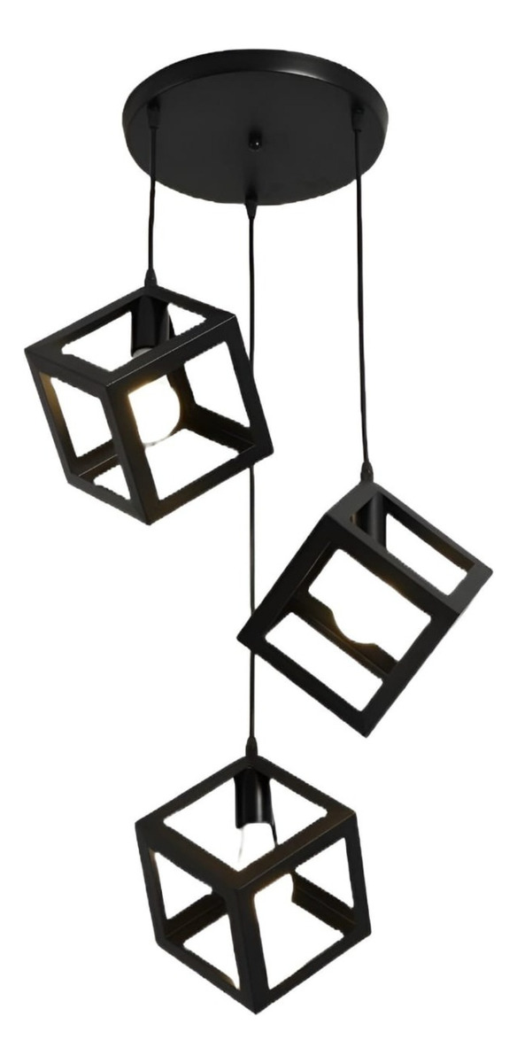 LAMPARA COLGANTE GEOMETRICO CUBO MODERNA HOGAR LAU - 3