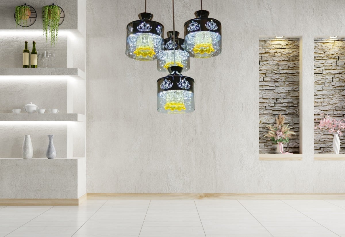 LAMPARA COLGANTE VIDRIO 4 LUCES MODERNA HOGAR LAU - 3