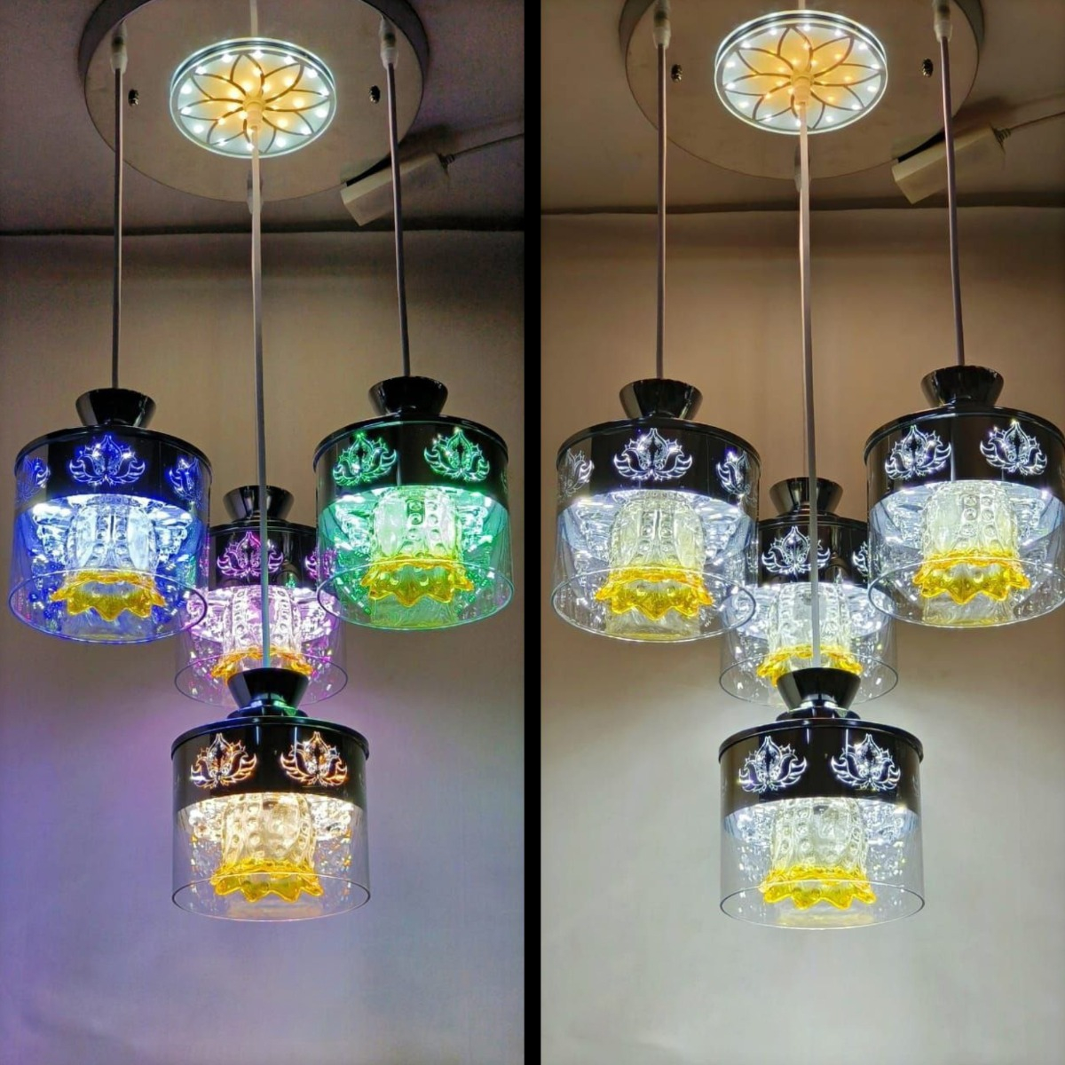 LAMPARA COLGANTE VIDRIO 4 LUCES MODERNA HOGAR LAU - 8