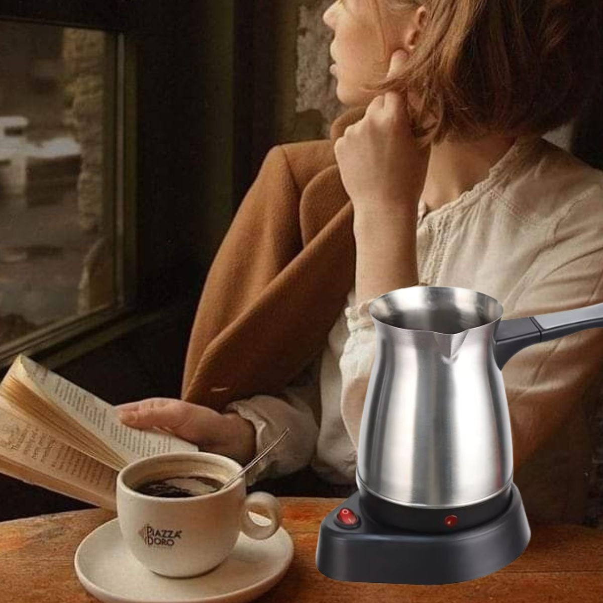 CAFETERA TURCA ELÉCTRICA 600W PROTECCIÓN DUAL PLEGABLE JHN - 7