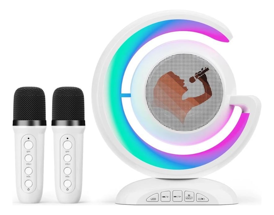PARLANTE PORTATIL + MICROFONO KARAOKE LED DIVERTIDO LAU - 1