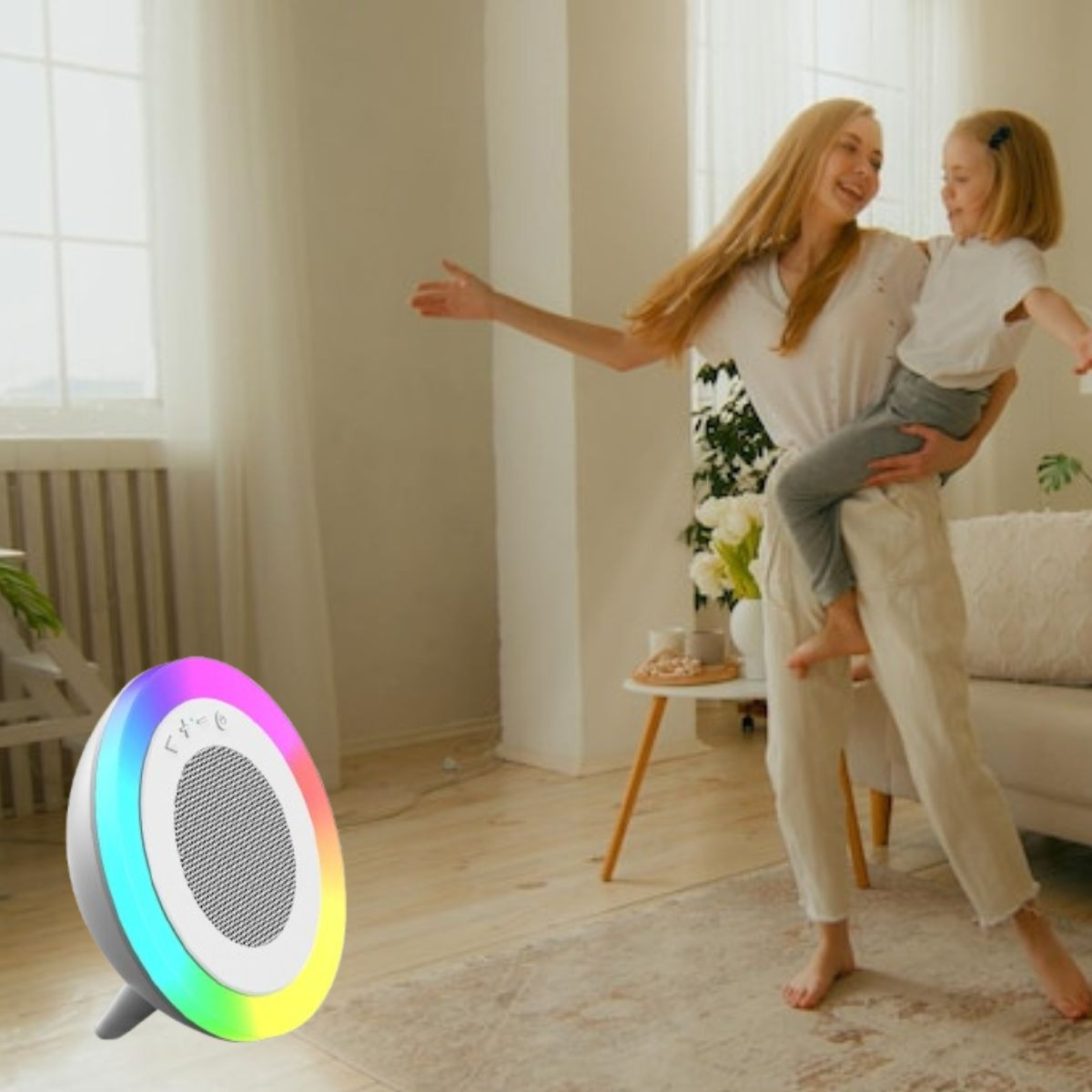 PARLANTE ALTAVOZ PORTATIL LUZ RGB MODERNO HOGAR OFICINA LAU - 6