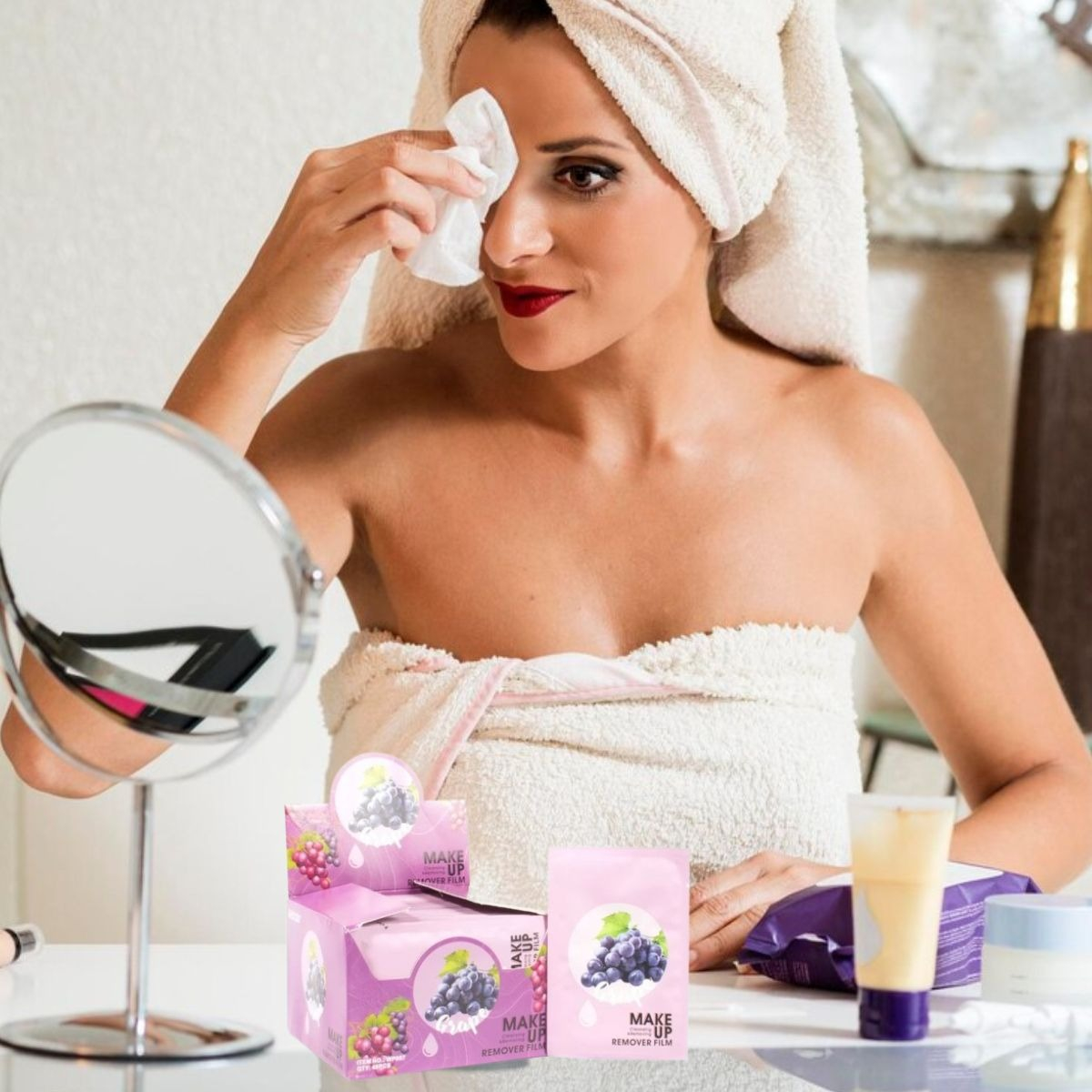 TOALLITAS DESMAQUILLANTE FACIAL LIMPIEZA HIDRATACIÓN UVA LAU - 7