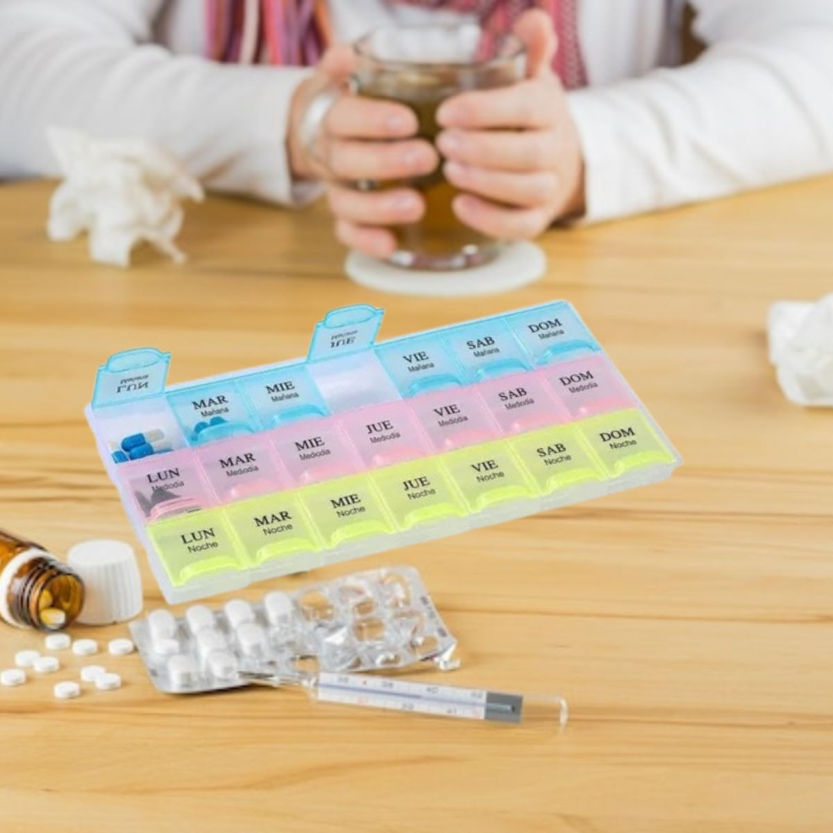 SET 3 PASTILLERO ORGANIZADOR SEMANAL PORTATIL PRACTICO LAU - 6