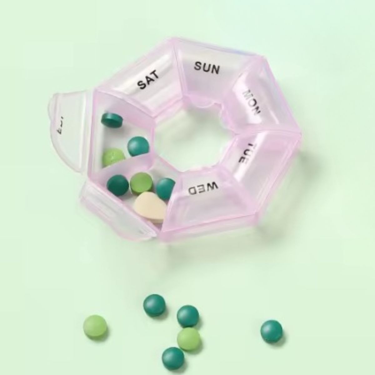 SET 6 PASTILLERO REDONDO SEMANAL COMPACTO PORTATIL LAU - 7