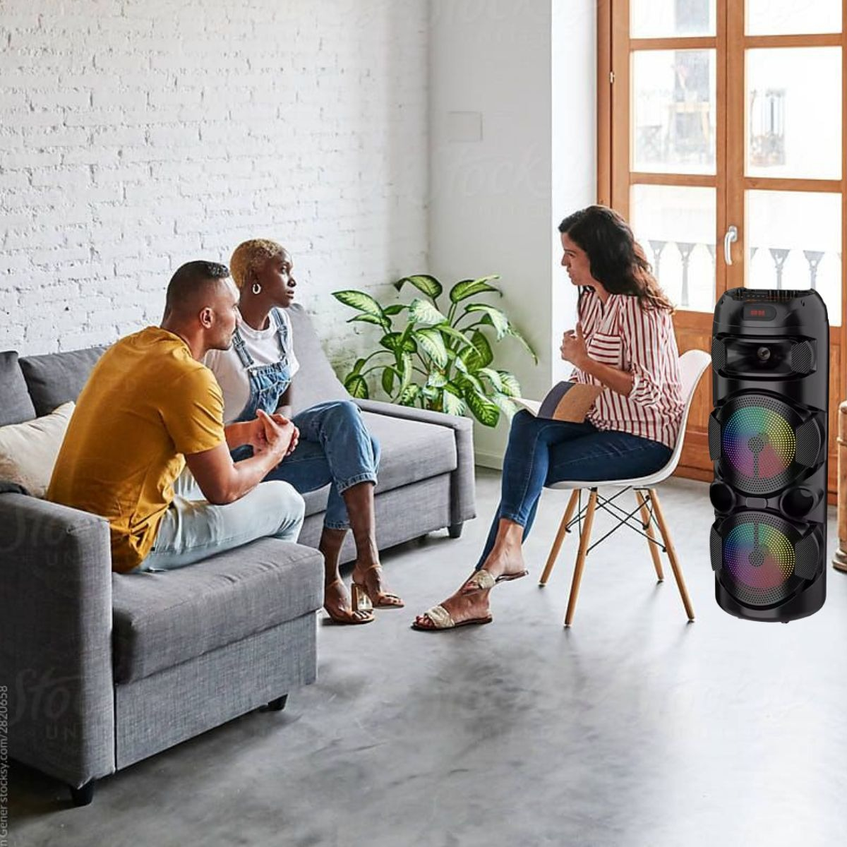 PARLANTE INALAMBRICA BLUETOOTH LED+MICROFONO PORTATIL LAU - 2