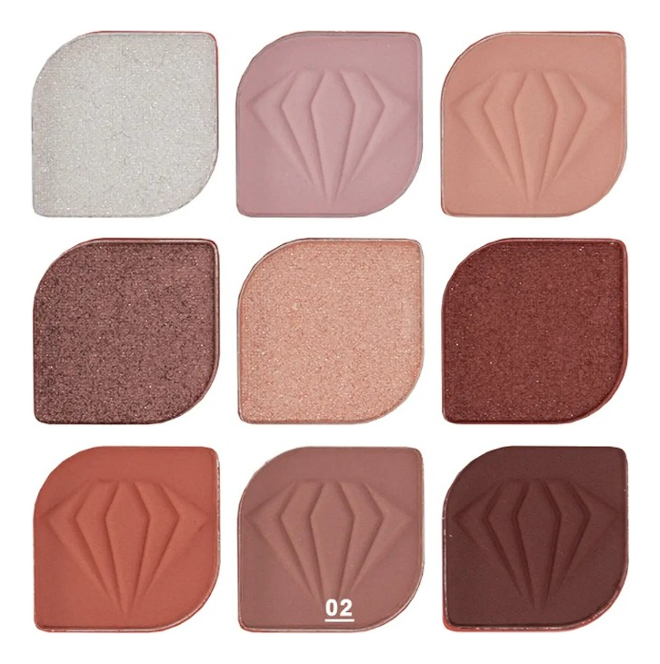 SET 2 SOMBRA OJOS PALETA MULTIFUNCIONAL POLVO 9 COLORES JHN - 10