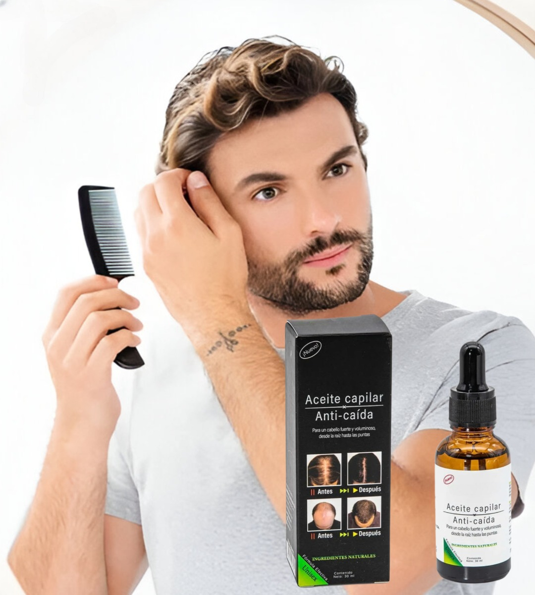 SET 3 SERUM ACEITE CAPILAR ANTICAIDA ESTIMULANTE CABELLO JHN - 6