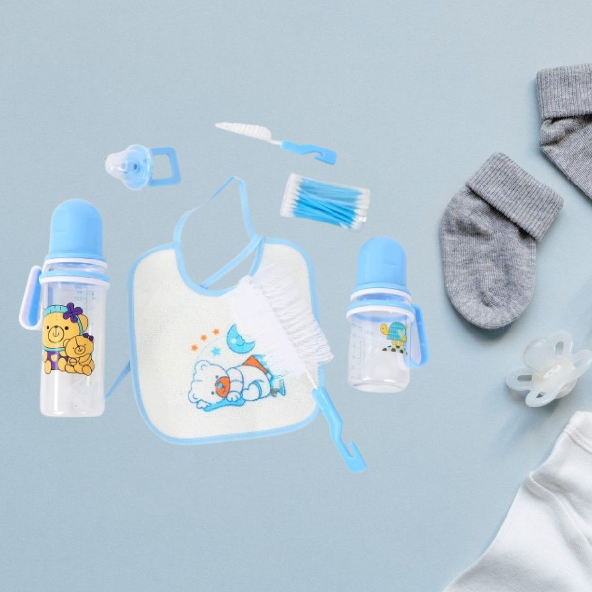 SET 2 MAMADERAS BIBERONES + 3 PIEZAS REGALO BEBES LAU - 4