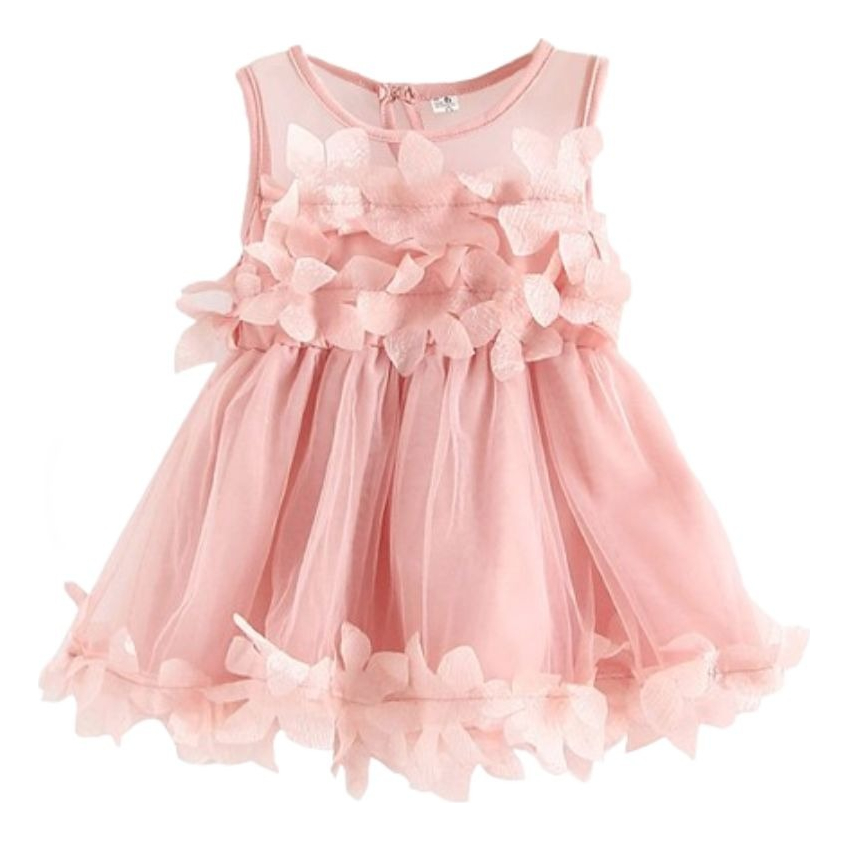 VESTIDO DE PRINCESA SIN MAGAS FLORAL TUL PARA BEBE LAU - 1