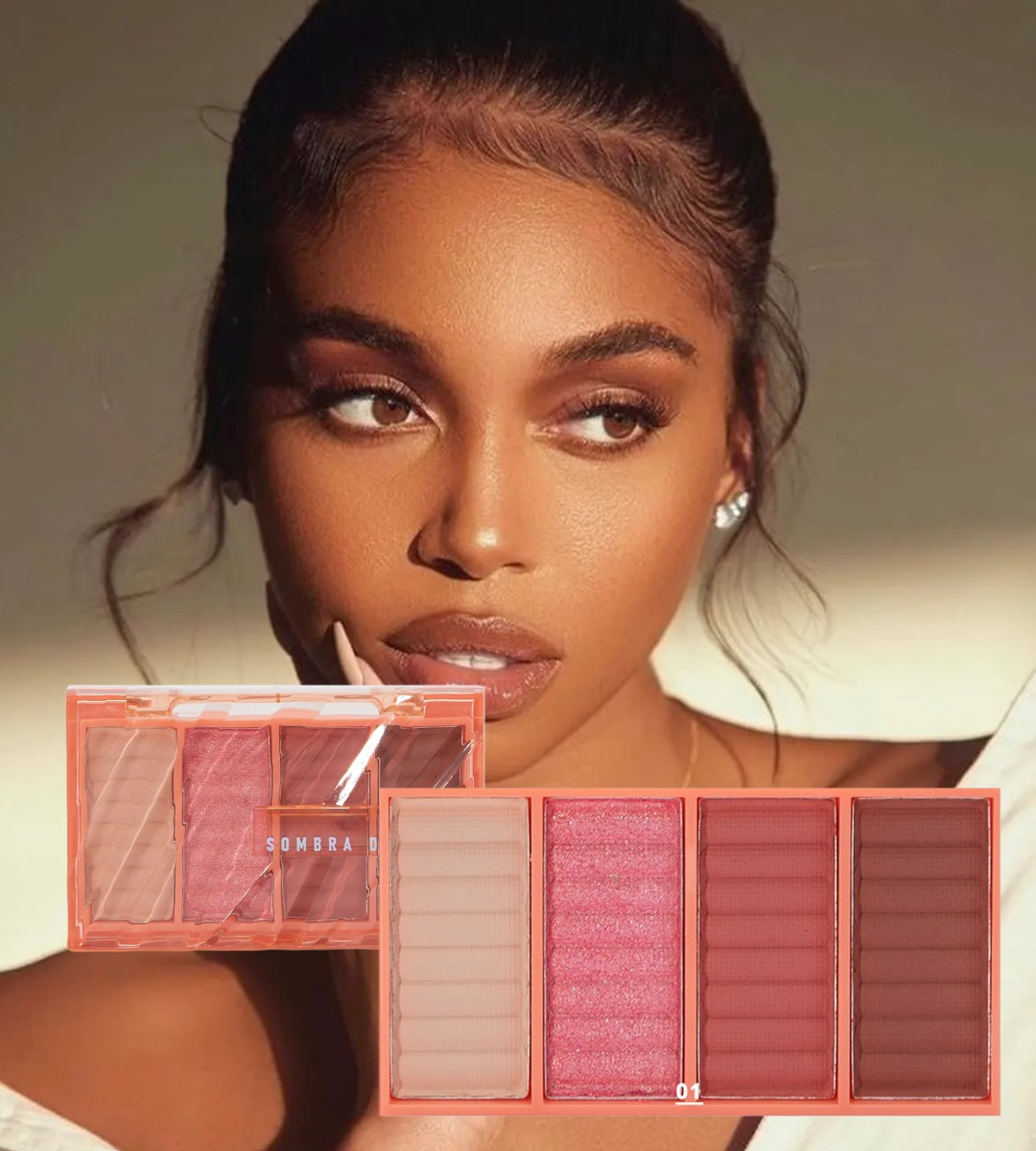 SET 4 SOMBRA OJOS PALETA 4 TONOS VIBRANTE SUAVE DURADERA JHN - 7