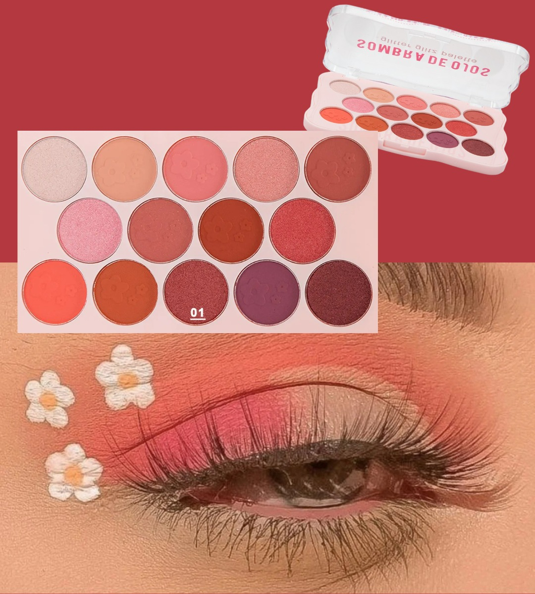 SOMBRA OJOS PALETA 14 TONOS VIBRANTE SUAVE DURADERA JHN - 8