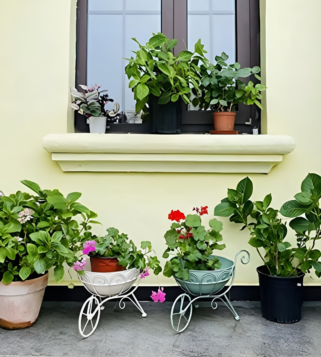 SOPORTE MACETAS ORNAMENTADO PLANTAS CARRETILLA FLORES JHN - 8