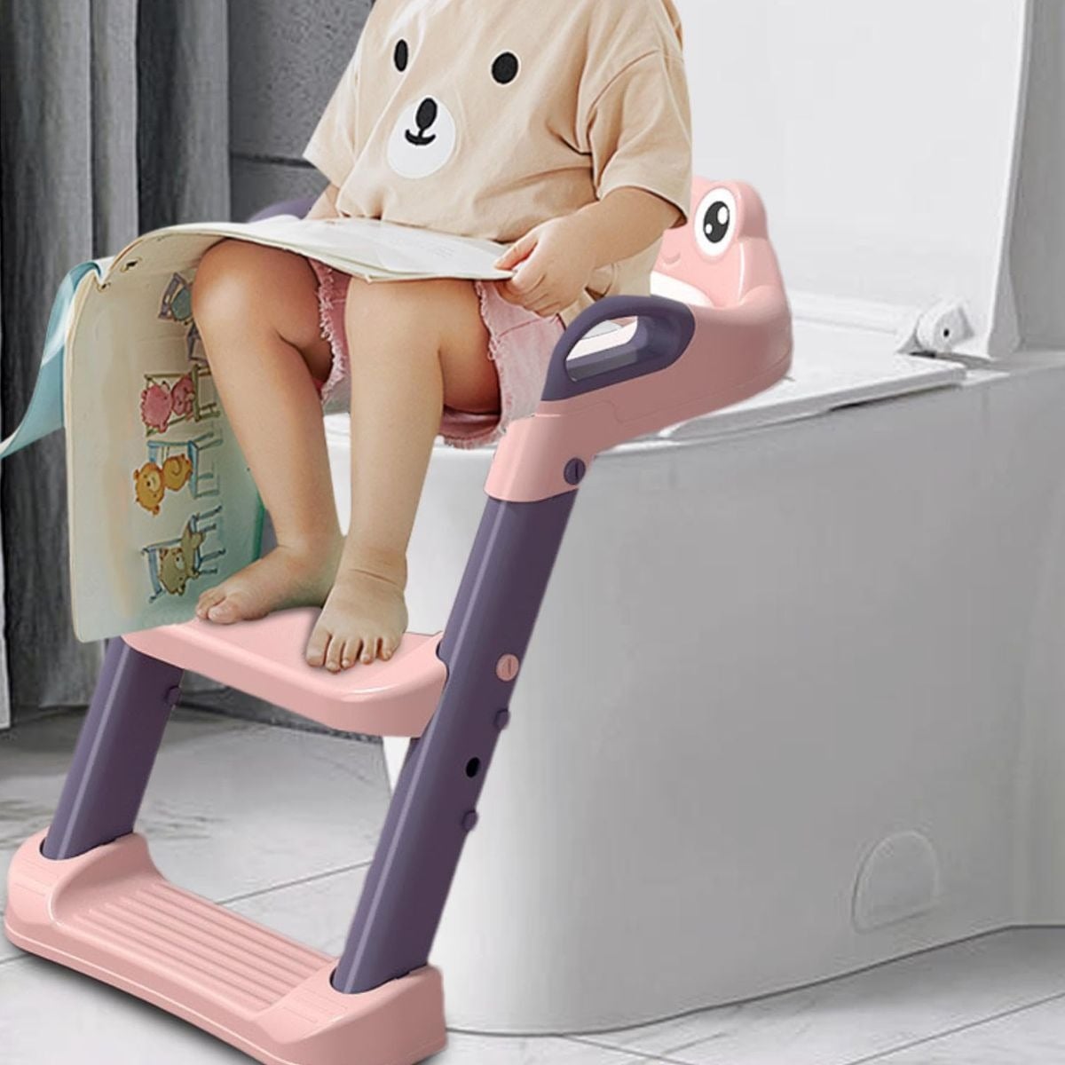 ASIENTO DE INODORO NIÑOS ESCALERA PLEGABLE AJUSTABLE LAU - 3