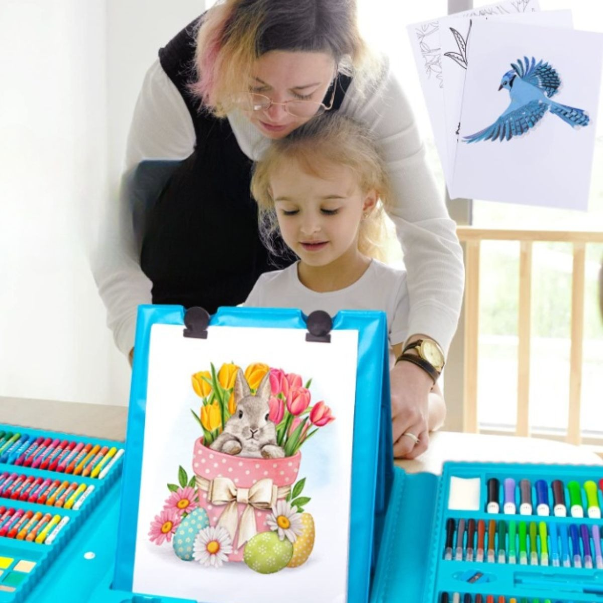 SET DE CRAYONES 208 PIEZAS ARTE ACUARELA COLORES NIÑOS LAU - 9