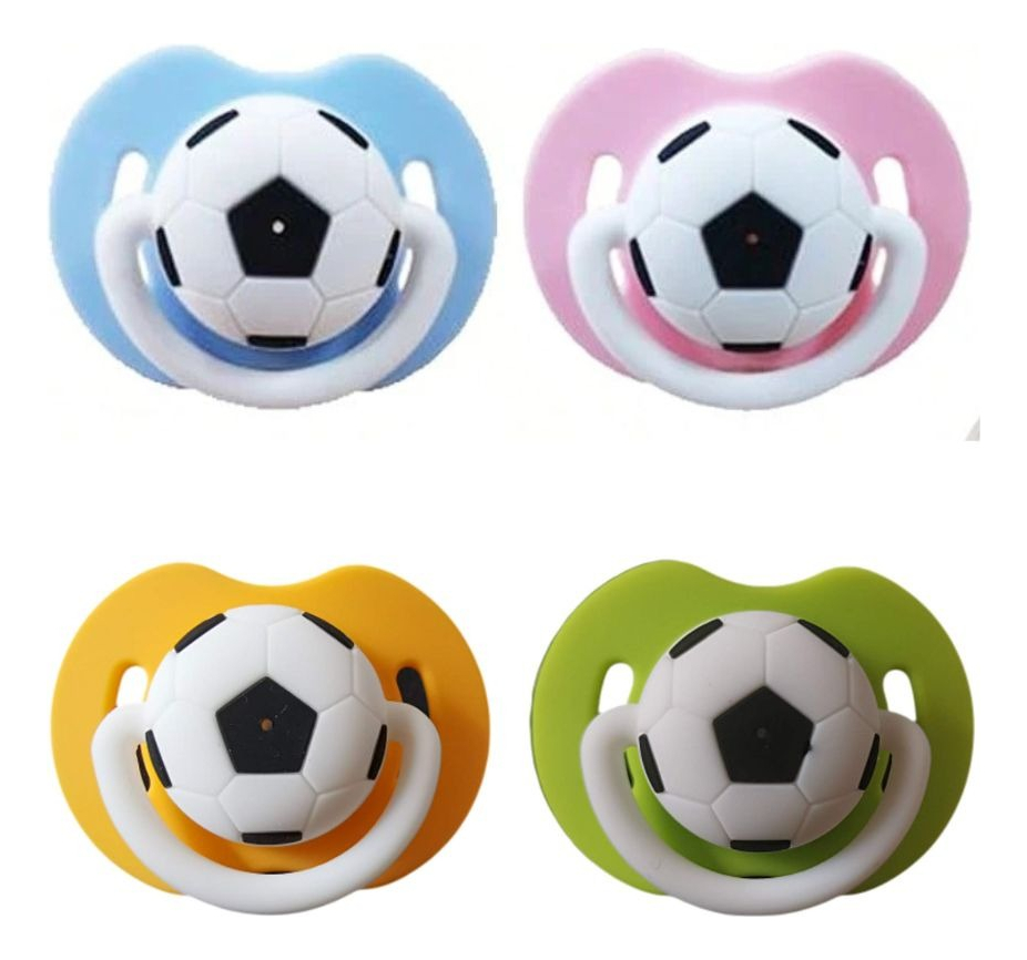 SET 5 CHUPETES DISEÑO DIVERTIDO FUTBOL SUAVE BEBE LAU - 1