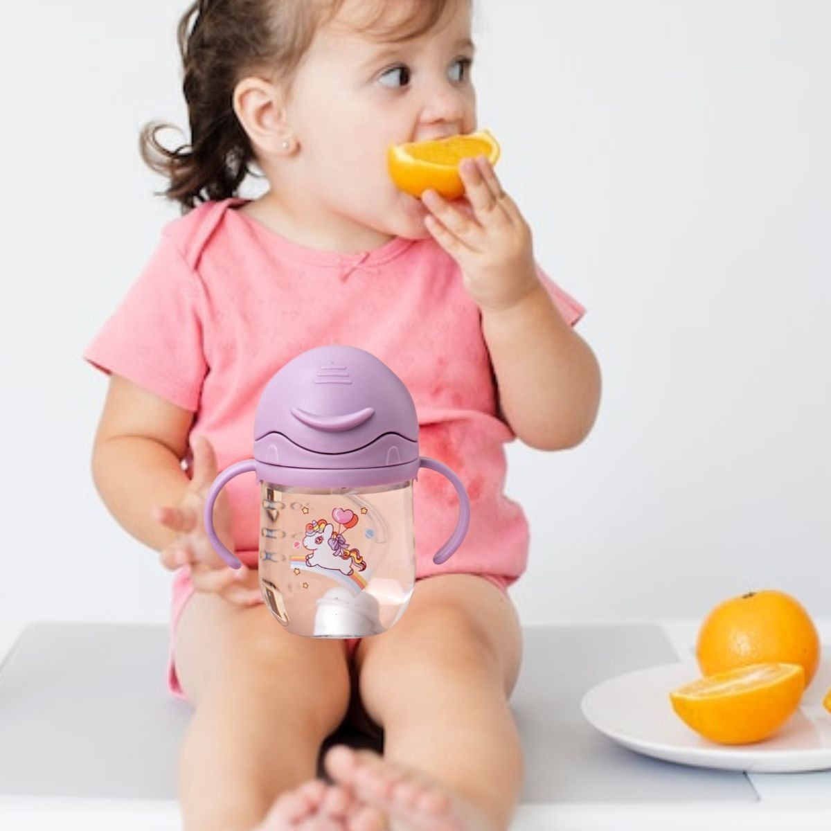 SET 2 VASOS CON BOMBILLA ANTIDERRAME CON ASA BEBES LAU - 4