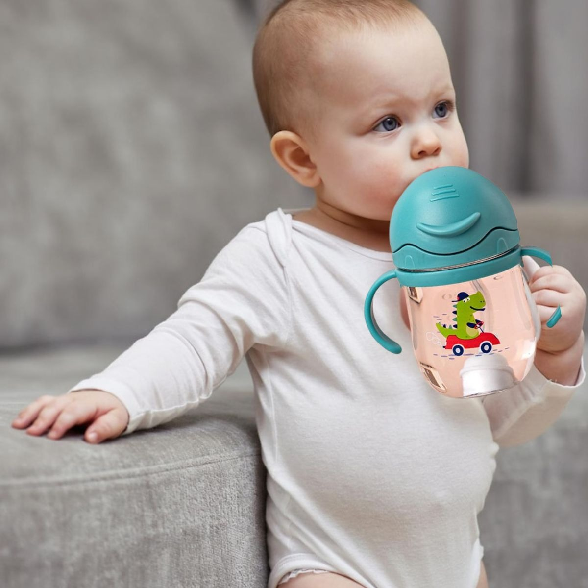 SET 2 VASOS CON BOMBILLA ANTIDERRAME CON ASA BEBES LAU - 6