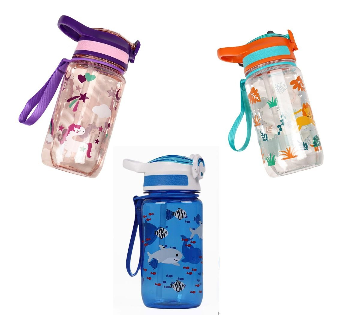 BOTELLA DE AGUA CON PAJITA DEPORTE INFANTIL NIÑOS LAU - 5