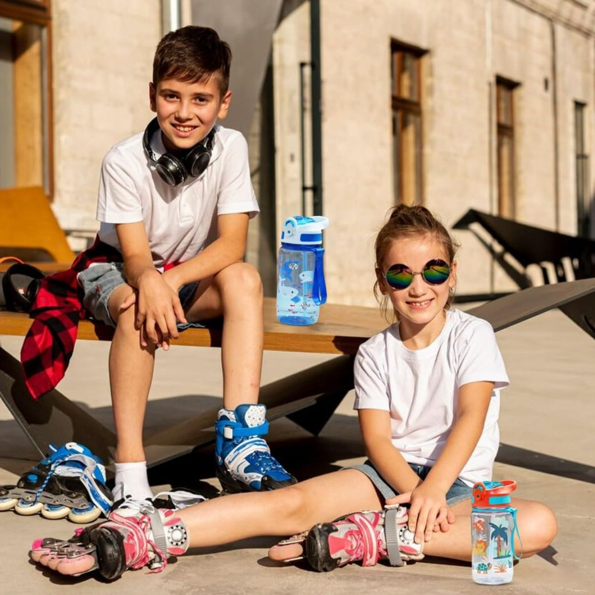 BOTELLA DE AGUA CON PAJITA DEPORTE INFANTIL NIÑOS LAU - 9