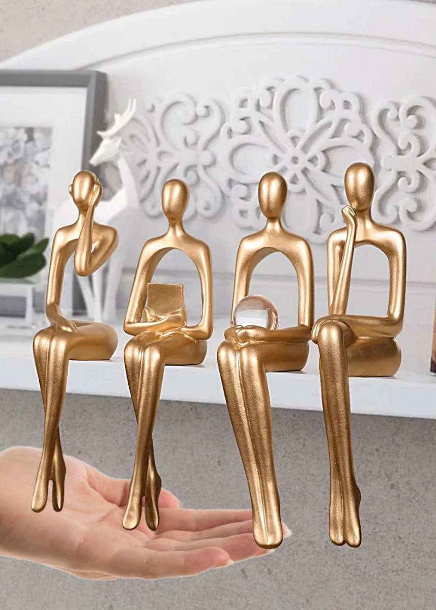 FIGURAS ABSTRACTAS ESTATUAS ADORNO ESTANTERÍA 4 PIEZAS JHN - 5