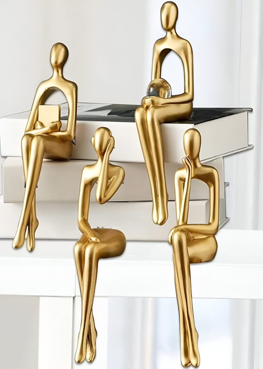 FIGURAS ABSTRACTAS ESTATUAS ADORNO ESTANTERÍA 4 PIEZAS JHN - 7
