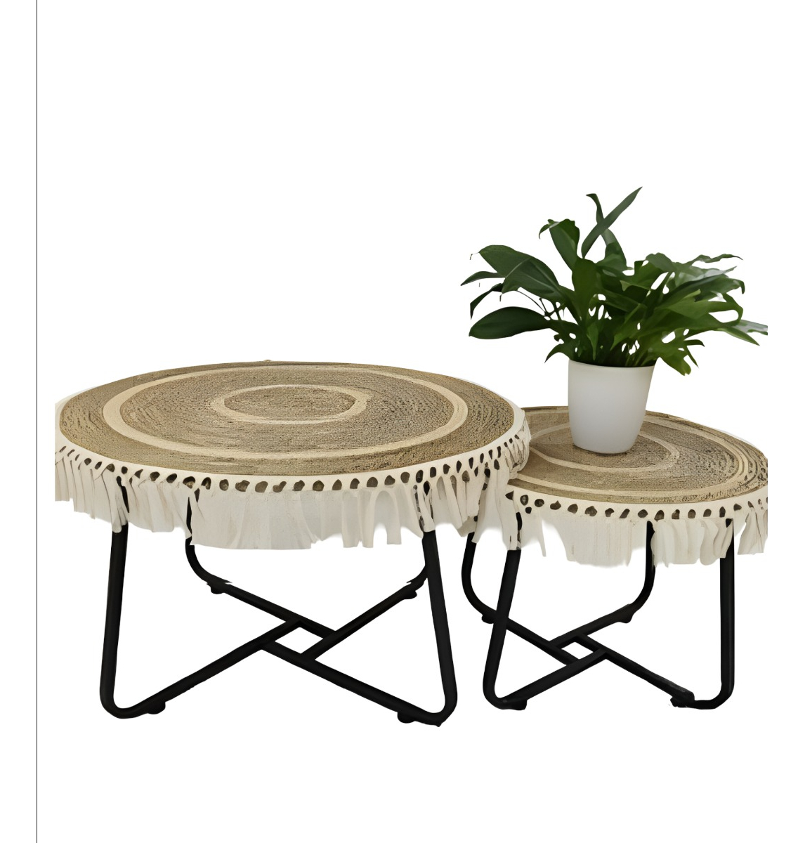 SET MESA CENTRO LATERAL REDONDA ELEGANTE DECORATIVA JHN - 1