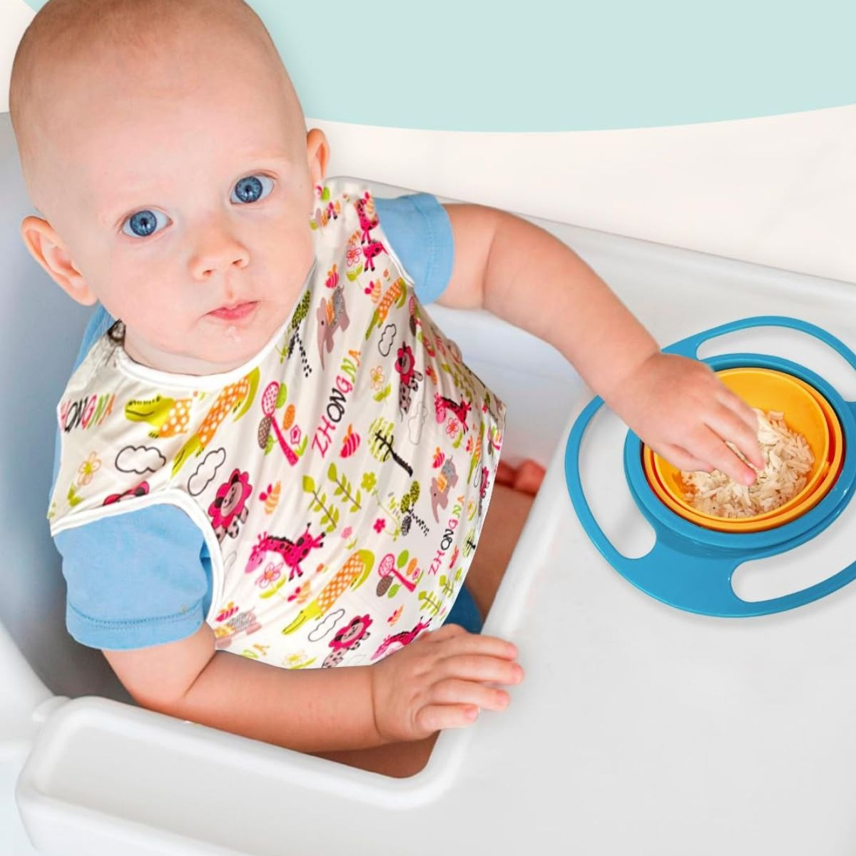 3 SET ALIMENTACION PLATO ANTIDERRAME GIRATORIO BEBE LAU - 8