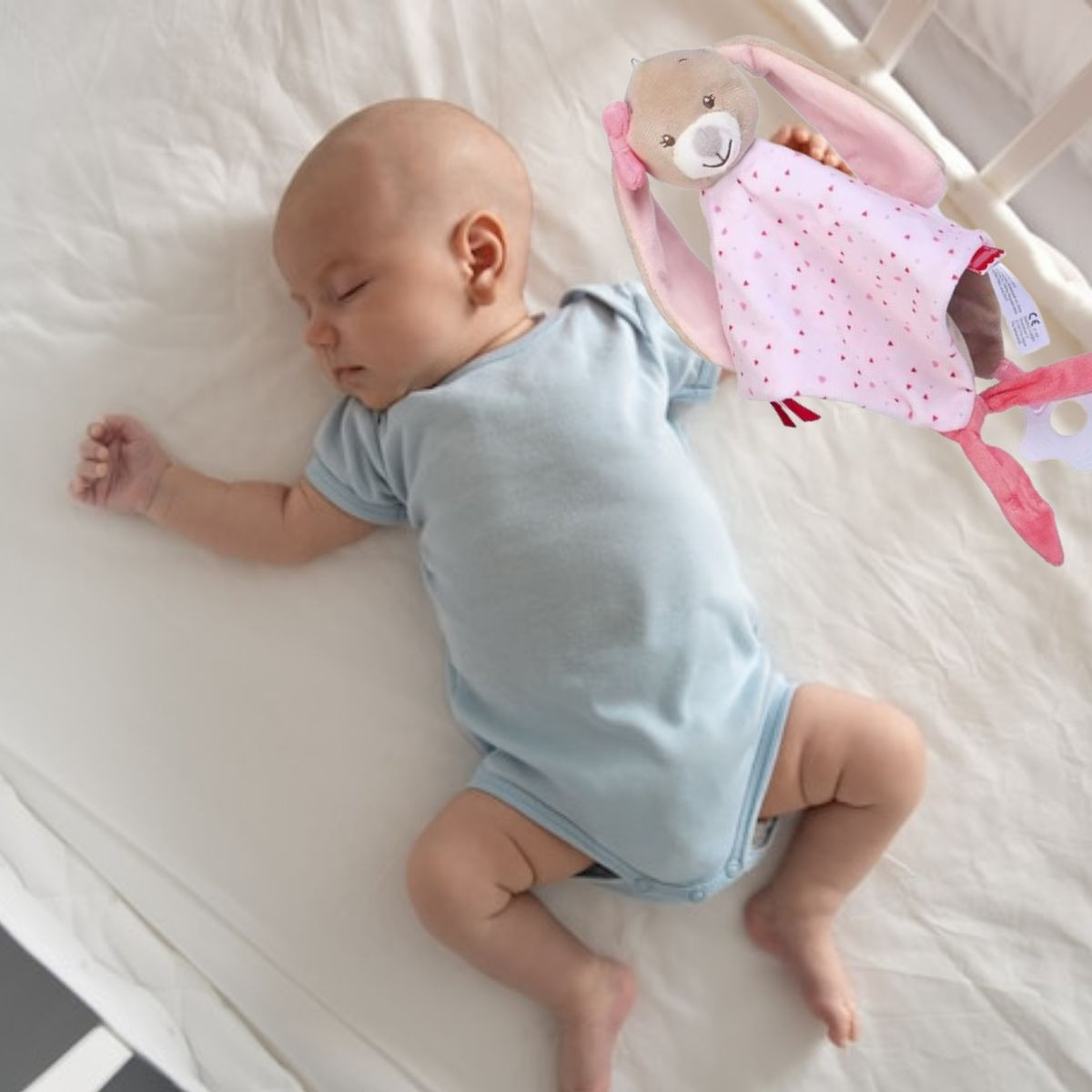 TOALLA MANTA DE APEGO TRANQUILIZANTE CON PELUCHE BEBE LAU - 10