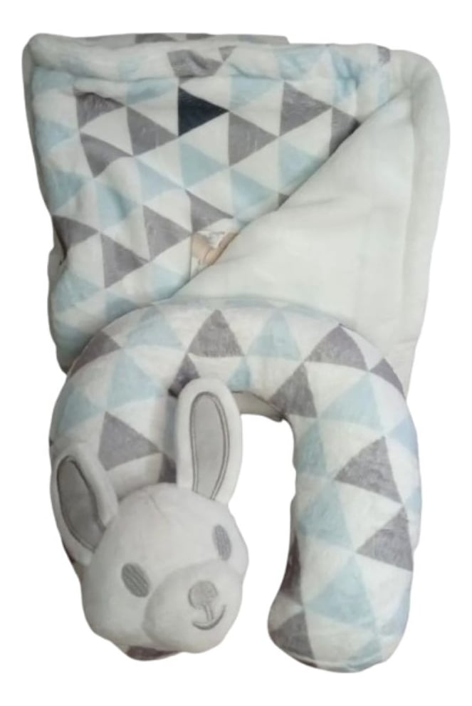 SET DE MANTA FRAZADA POLAR + COJIN CERVICAL SUAVE BEBE LAU - 1