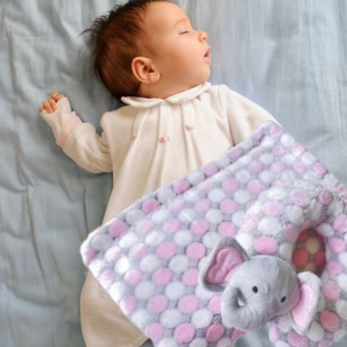 SET DE MANTA FRAZADA POLAR + COJIN CERVICAL SUAVE BEBE LAU - 8