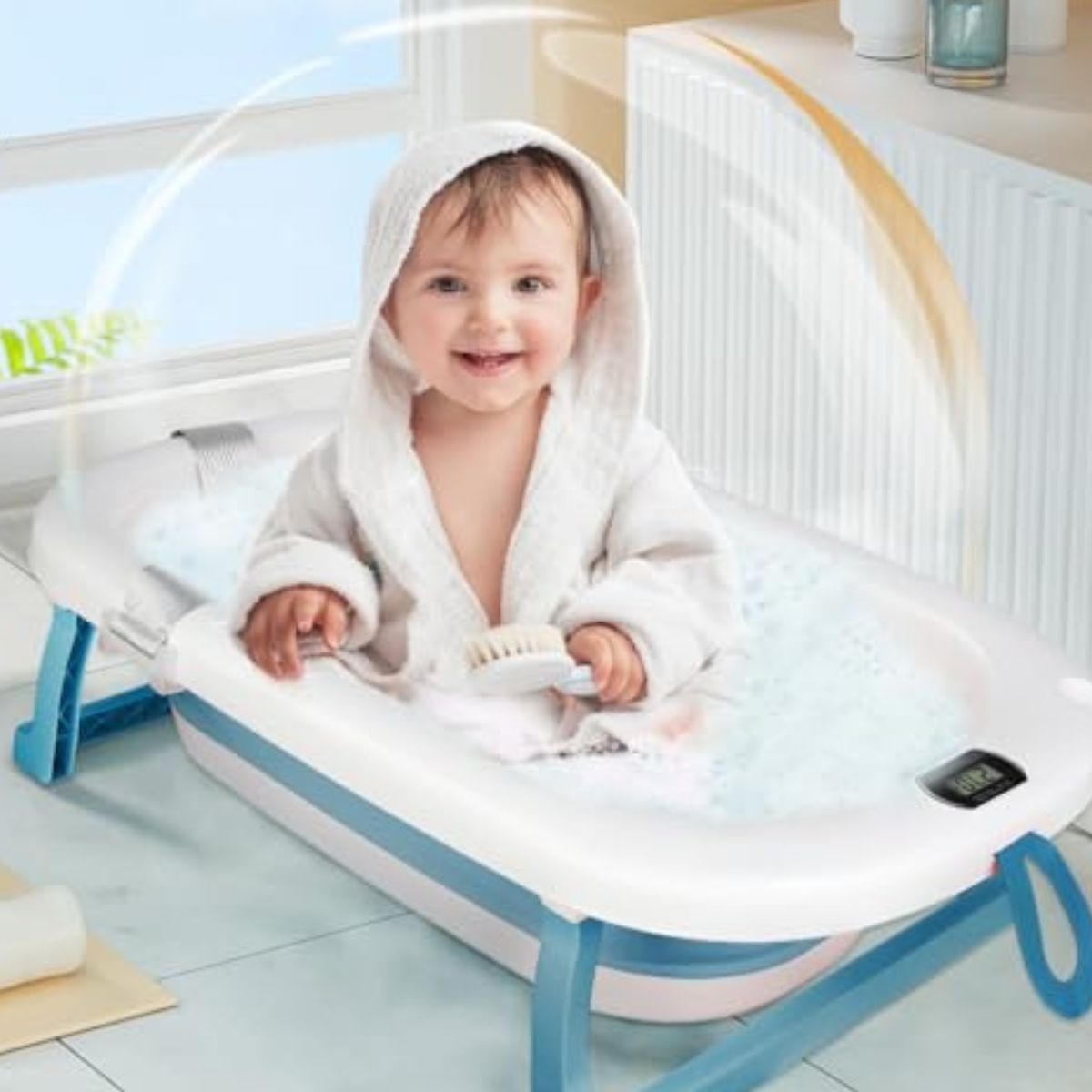 BAÑERA + TERMOMETRO COJIN ANTIDESLIZANTE PORTATIL BEBE LAU - 7