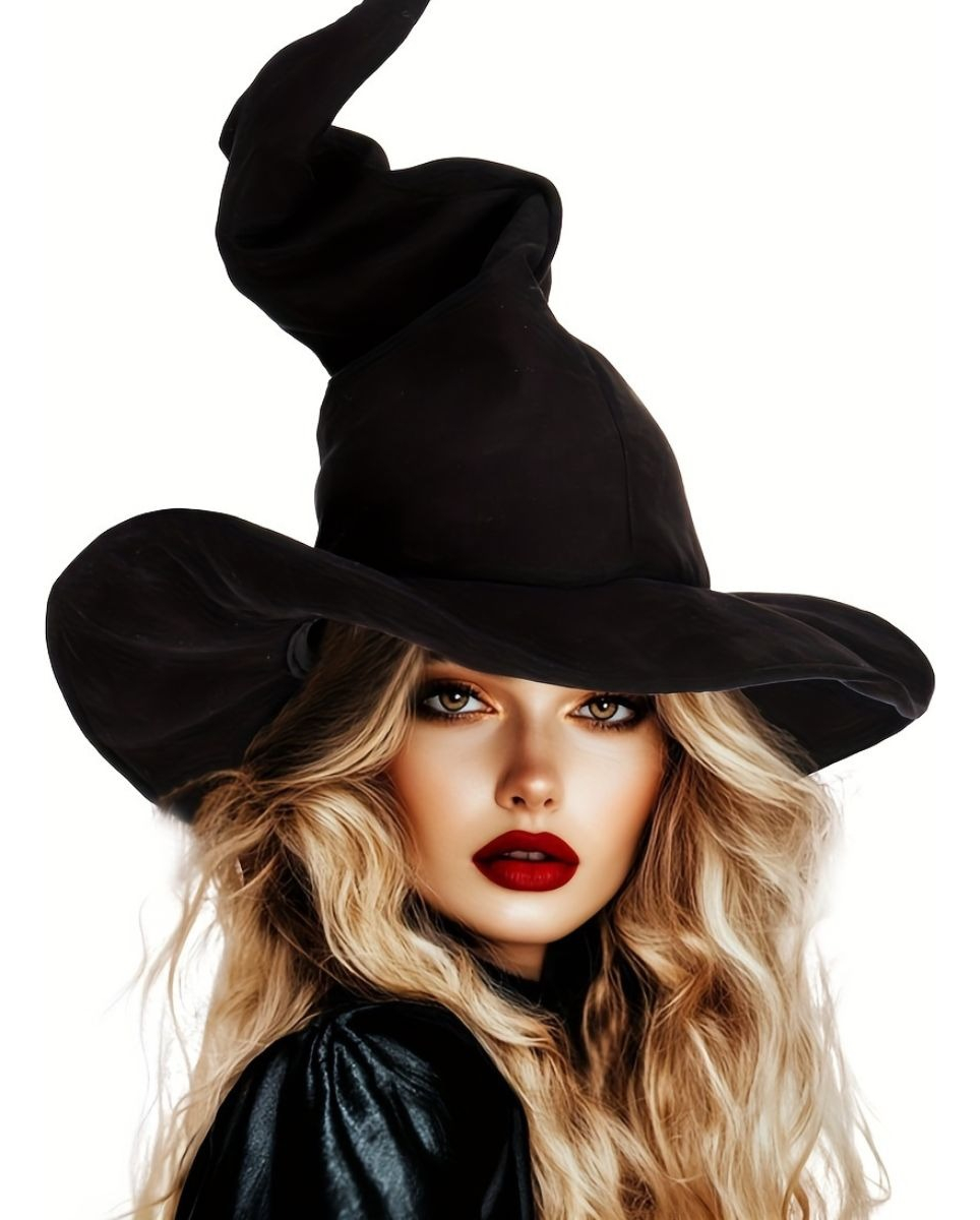 SOMBRERO BRUJA GAMUZA HALLOWEEN UNISEX FLEXIBLE PACK X12 JHN - 6