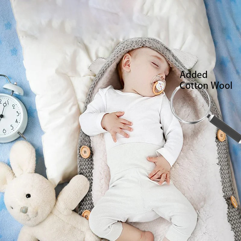 SACO DORMIR INVIERNO TEJIDO CON CAPUCHA SUAVE BEBE LAU - 6