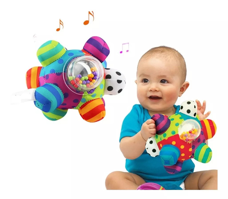 SONAJERO SENSORIAL JUGUETE COLORIDO PELOTA PELUCHE BEBE LAU - 8