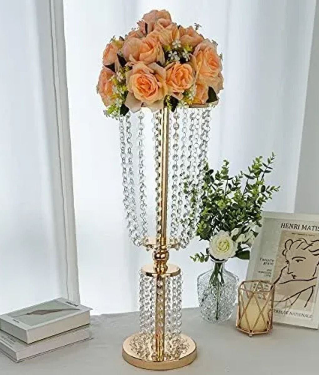 FLORERO DECORATIVO ALTO SOPORTE FLORES CENTRO MESA 82CM JHN - 9