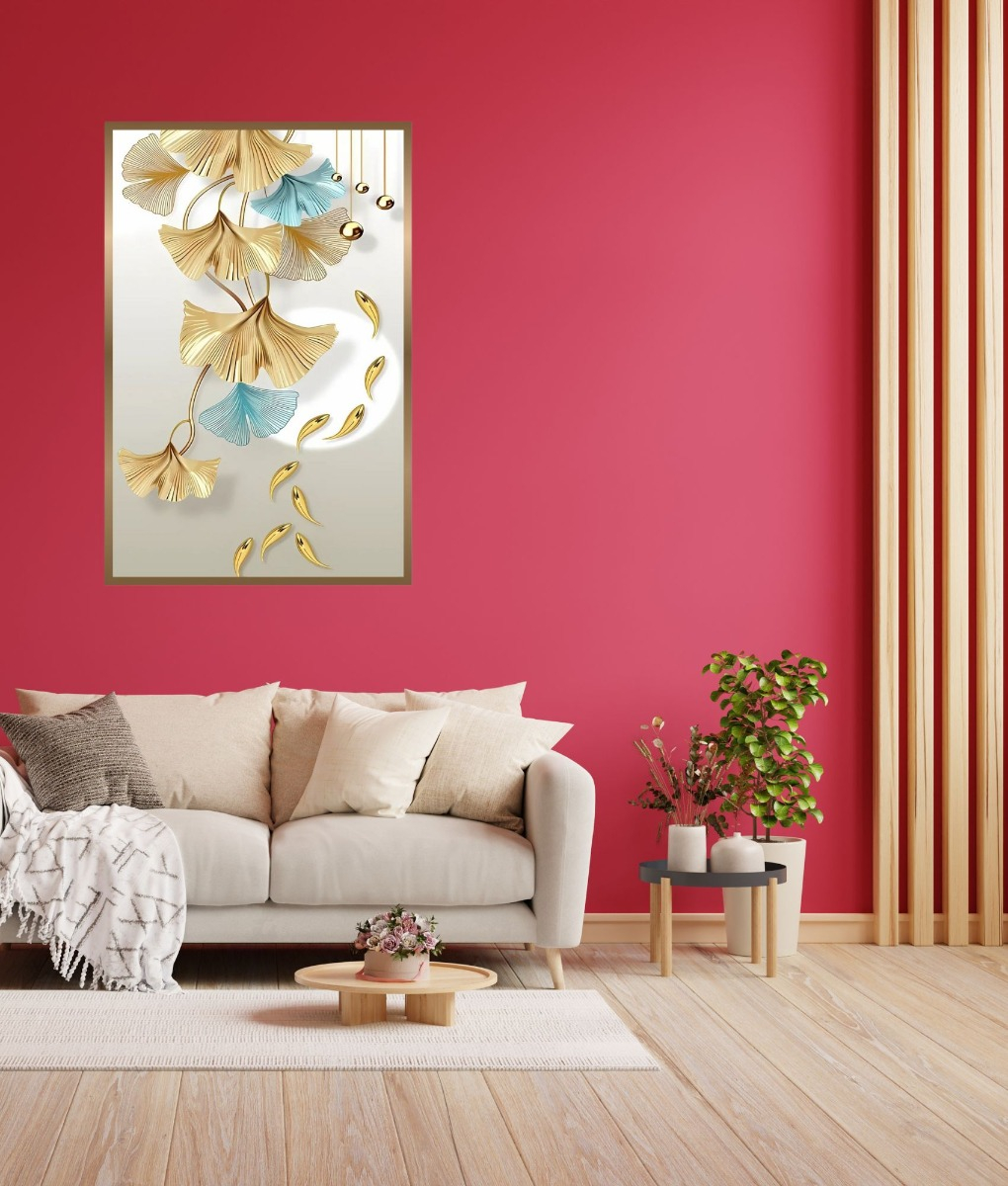 CUADRO DECORATIVO PARED HOJAS FLORES ARTE HOGAR JHN - 2