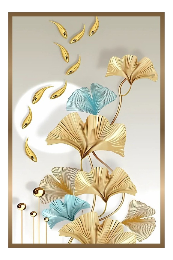 CUADRO DECORATIVO PARED HOJAS FLORES ARTE HOGAR JHN - 3