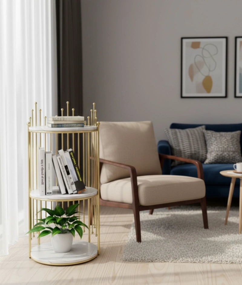 MESA CENTRO ESTANTE DECORATIVO ESQUINERO ALMACENAMIENTO JHN - 7