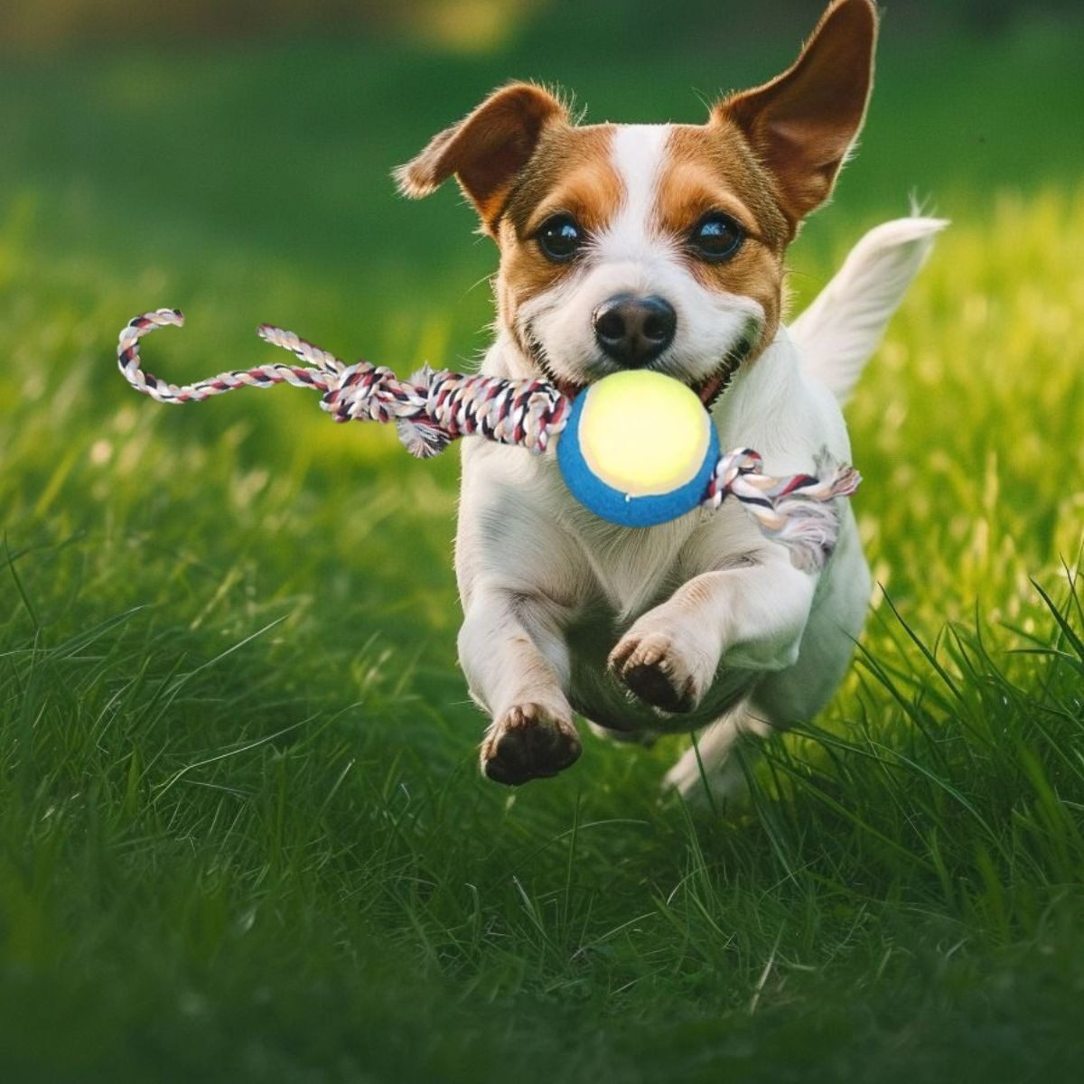 SET 4 JUGUETES DE CUERDA PELOTA DIVERTIDO MASCOTA PERROS LAU - 3