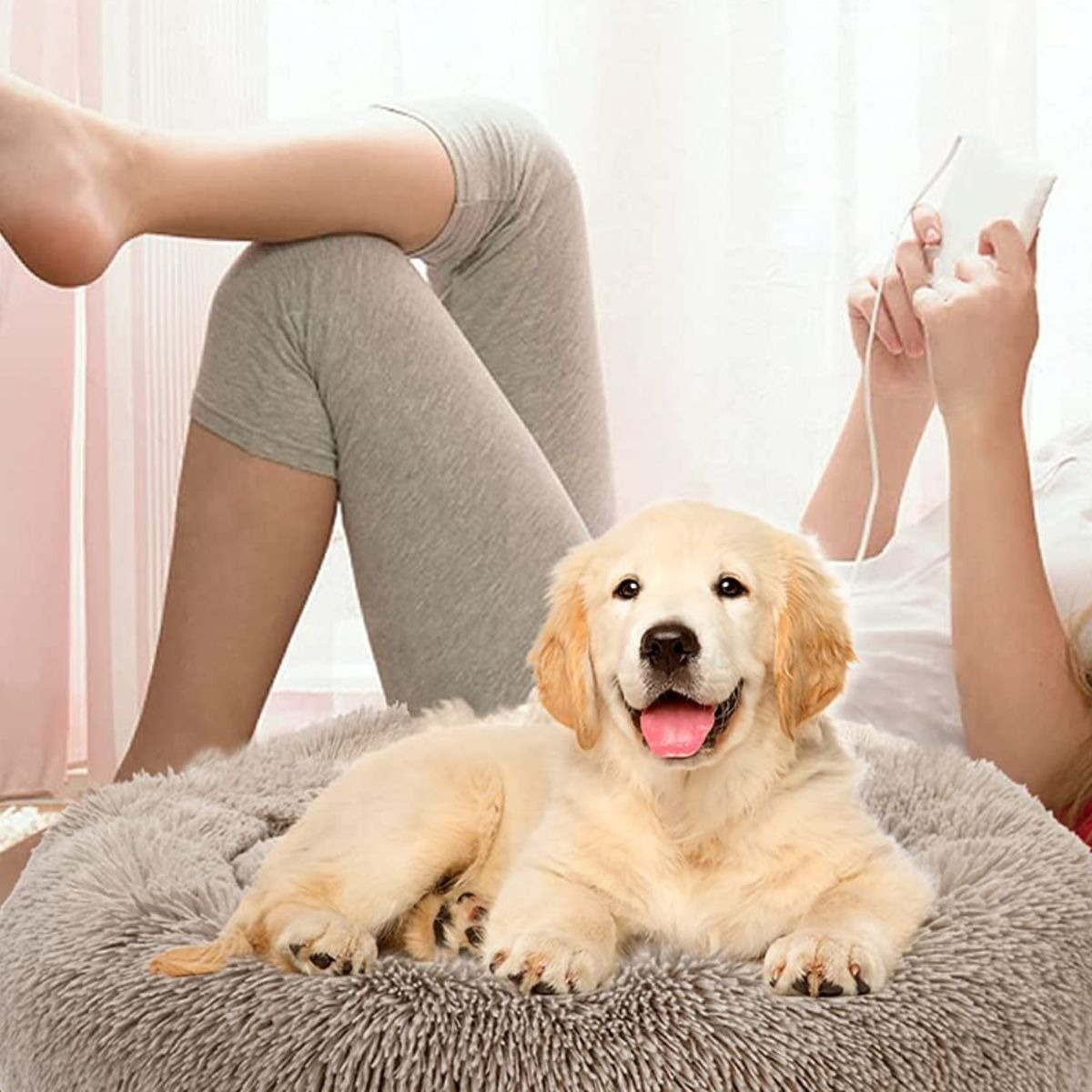 CAMA PARA PERROS ANTIESTRES FELPA 110CM MASCOTAS LAU - 6